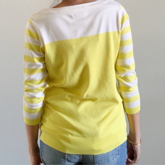 Joseph A. Color Block Crew Sweater Yellow Medium - Picture 4 of 9
